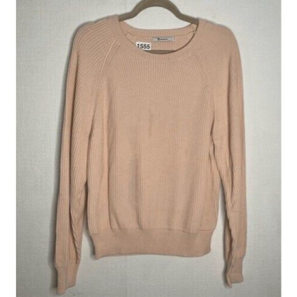 Alexander Wang Womens Size L Tan Ribbed Knit Neck Muscle Pullover Sweater - Picture 1 of 8